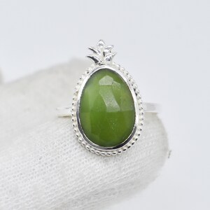 Natural Prehnite Ring, 925 Sterling Silver Ring, Prehnite Gemstone, Free Shipping, American Seller AR1471