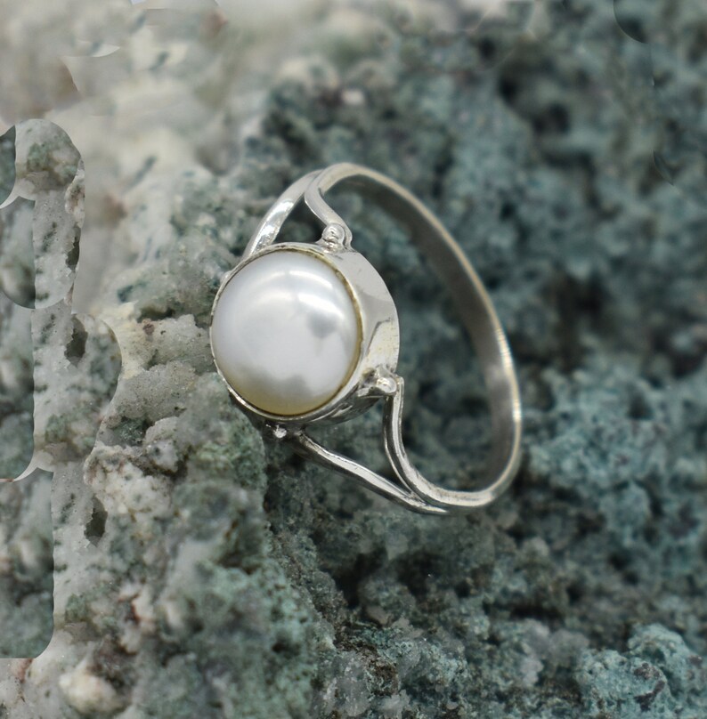 American Seller RJ-48 Natural Pearl Ring Free Shipping Pearl Gemstone 925 Sterling Silver Ring