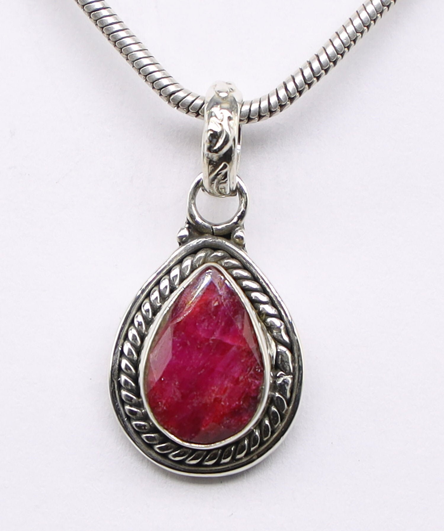 Natural Ruby Pendant 925 Sterling Silver Pendant Ruby Etsy