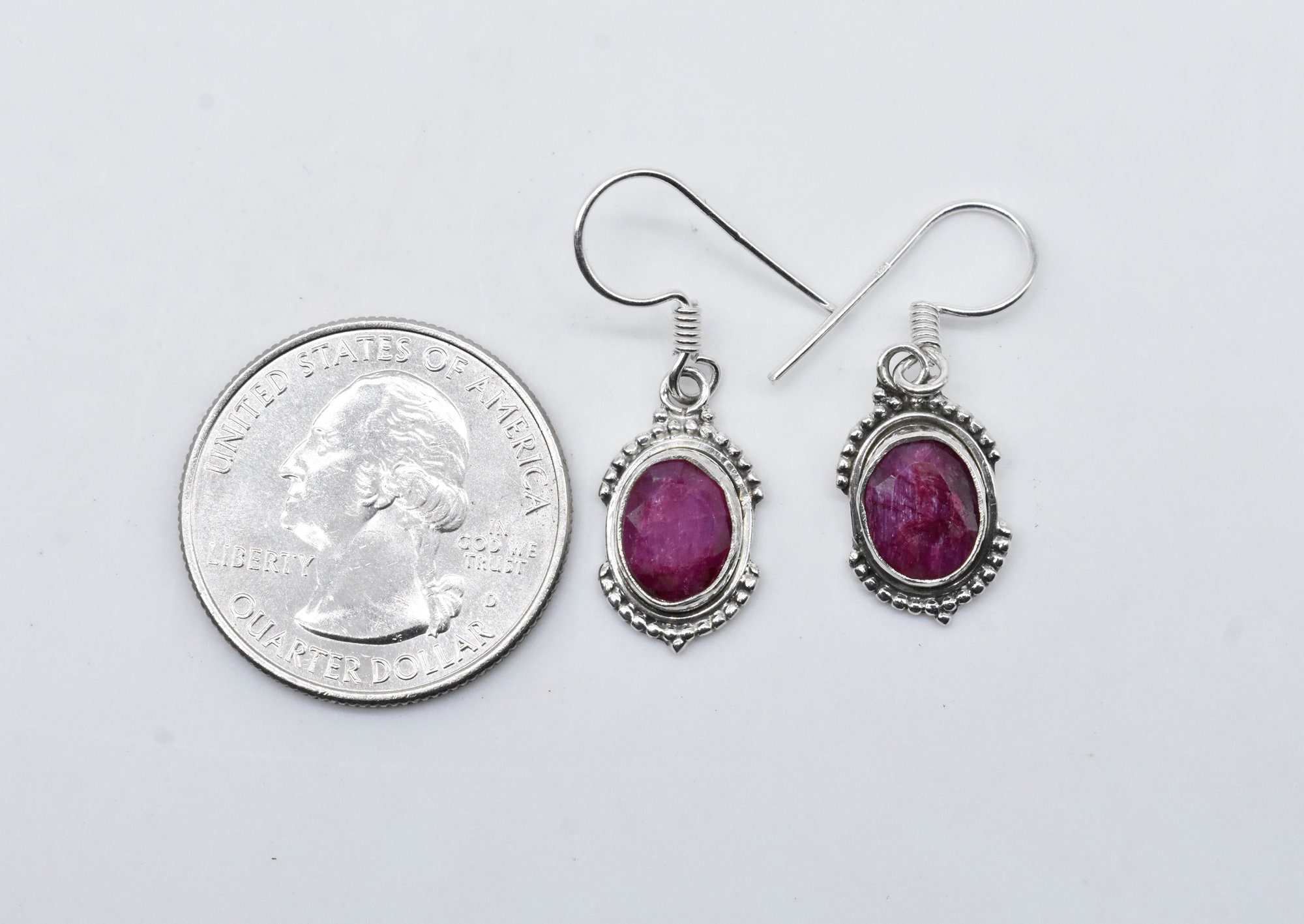 [haesool] 925Silver☆Natural Stone Ruby Earrings Earrings Silver 925 Natural Ruby | Luxury Ruby Silver