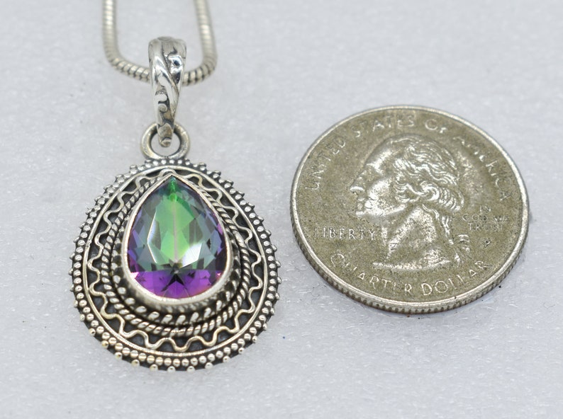 925 Sterling Silver Pendant Topaz Gemstone Free Shipping Mystic Topaz Pendant American Seller PG-102