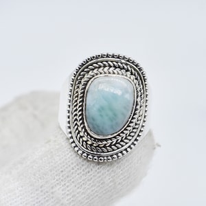 Larimar Ring, 925 Sterling Silver Ring, Larimar Gemstone, Free Shipping, American Seller AR1631
