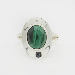 Natural Malachite Ring, 925 Sterling Silver Ring, Malachite Gemstone, Free Shipping, American Seller AR926