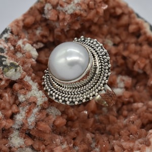 Natural Pearl Ring, 925 Sterling Silver Ring, Pearl Gemstone, Free Shipping, American Seller RJ-244