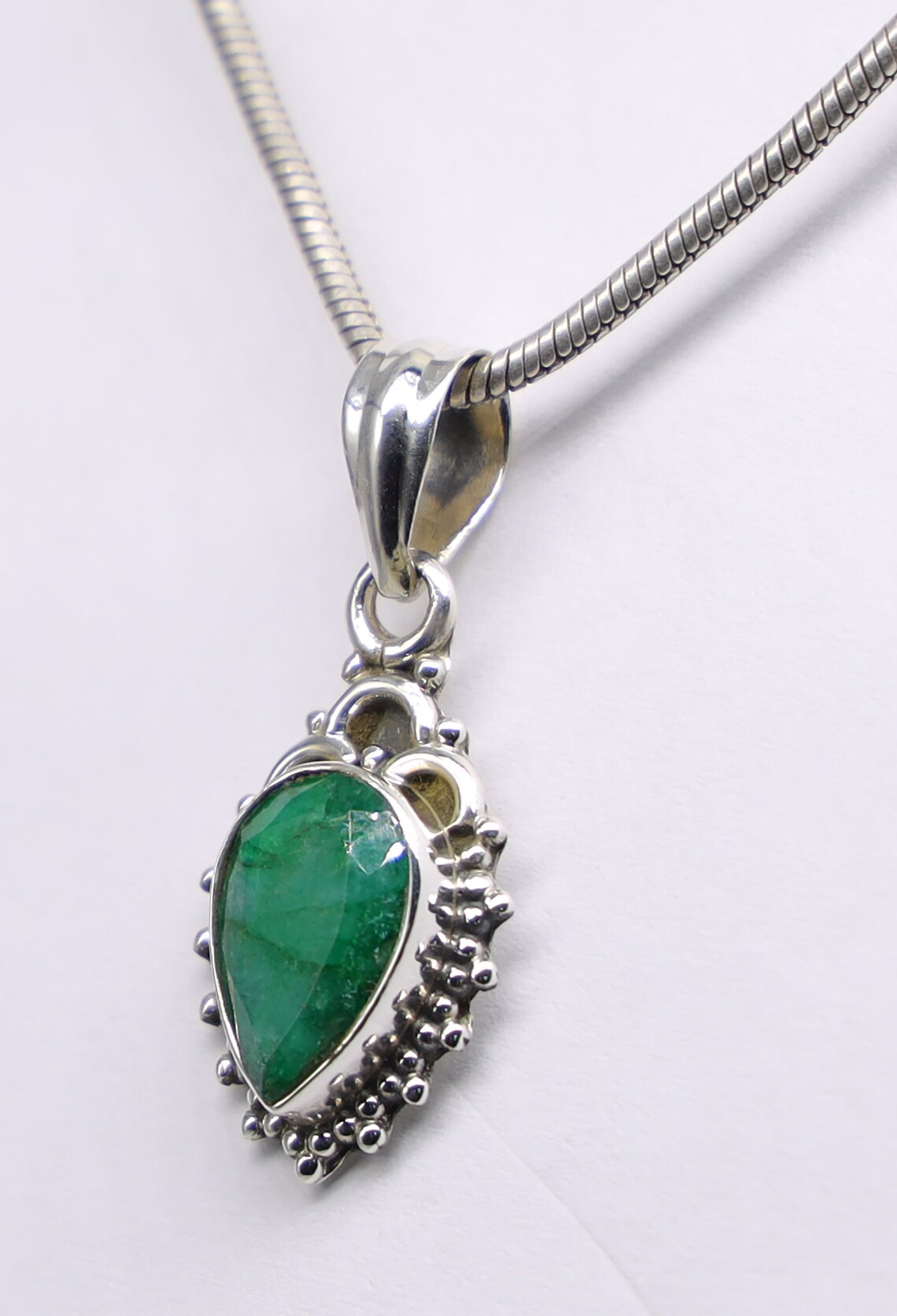 Natural Emerald Pendant 925 Sterling Silver Pendant Emerald Etsy
