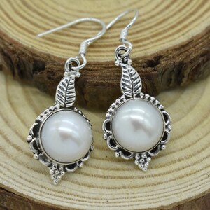 Natural Pearl Earrings, 925 Sterling Silver Earrings, Pearl Gemstone, Free Shipping, American Seller RE-47