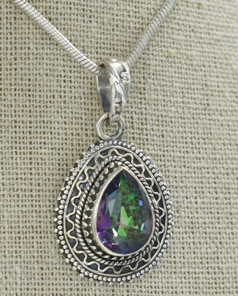 925 Sterling Silver Pendant Topaz Gemstone Free Shipping Mystic Topaz Pendant American Seller PG-102