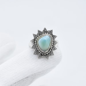 Larimar Ring, 925 Sterling Silver Ring, Larimar Gemstone, Free Shipping, American Seller AR1684