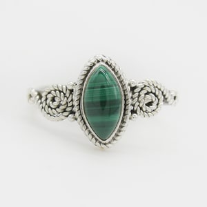 Natural Malachite Ring, 925 Sterling Silver Ring, Malachite Gemstone, Free Shipping, American Seller AR1161