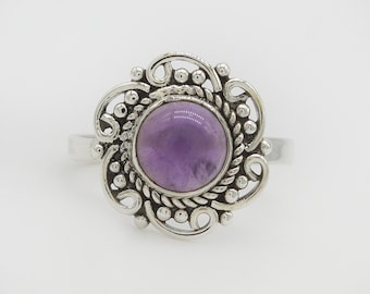 Natural Purple Amethyst Ring, 925 Sterling Silver Ring, Amethyst Gemstone, Free Shipping, American Seller AR623