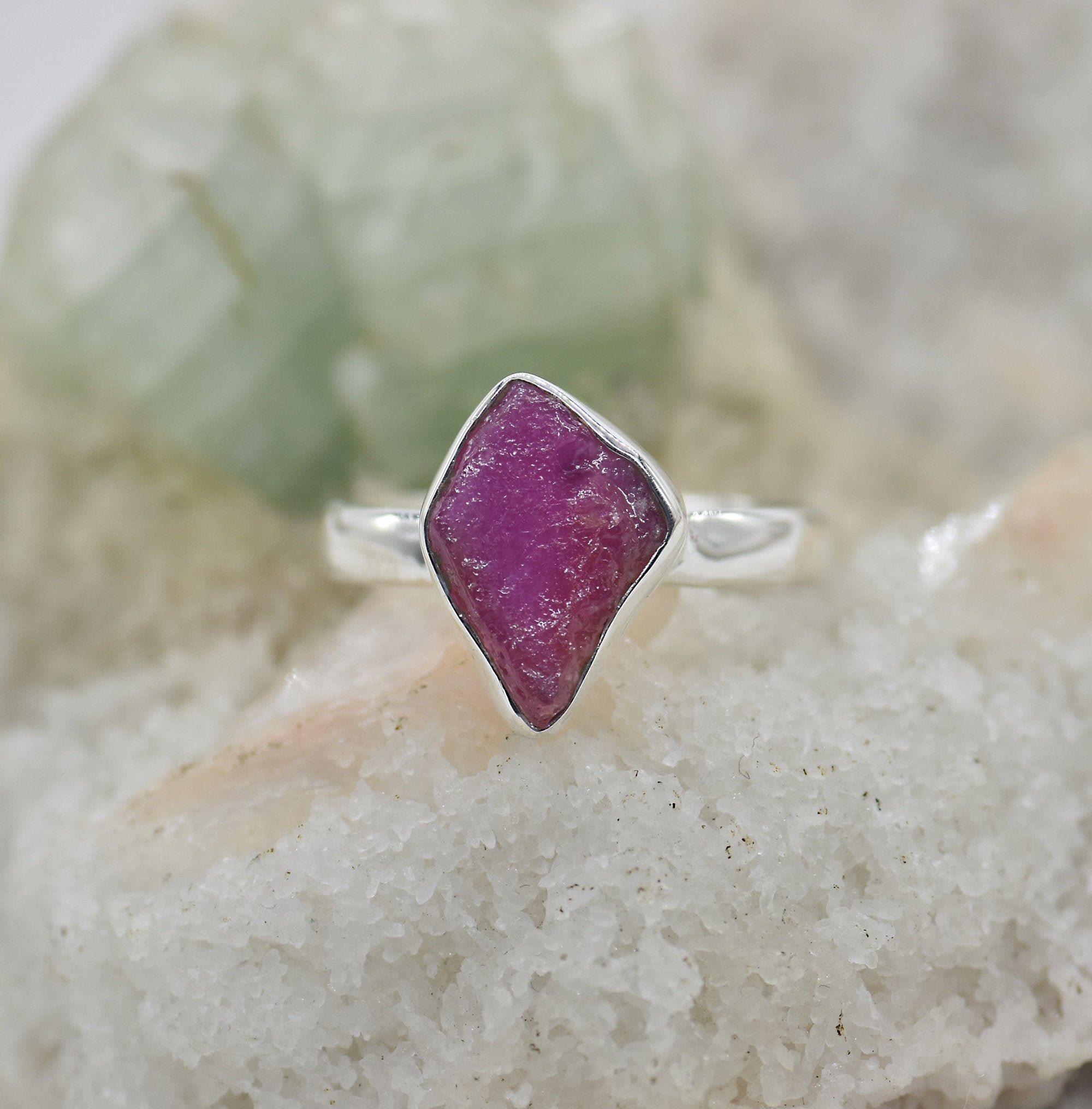 Natural Ruby Ring, 925 Sterling Silver Ring, Rough Ruby Gemstone