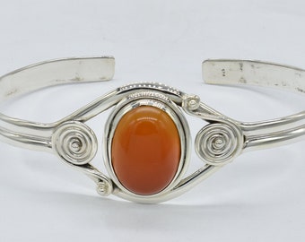 Natural Carnelian Bracelet, 925 Sterling Silver Bracelet