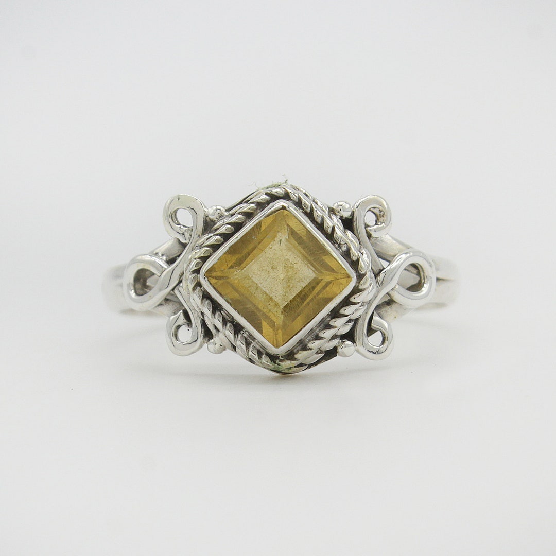 Lemon Quartz Ring, 925 Sterling Silver Ring, Quartz Gemstone