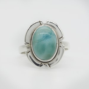 Larimar Ring, 925 Sterling Silver Ring, Larimar Gemstone, Free Shipping, American Seller AR265