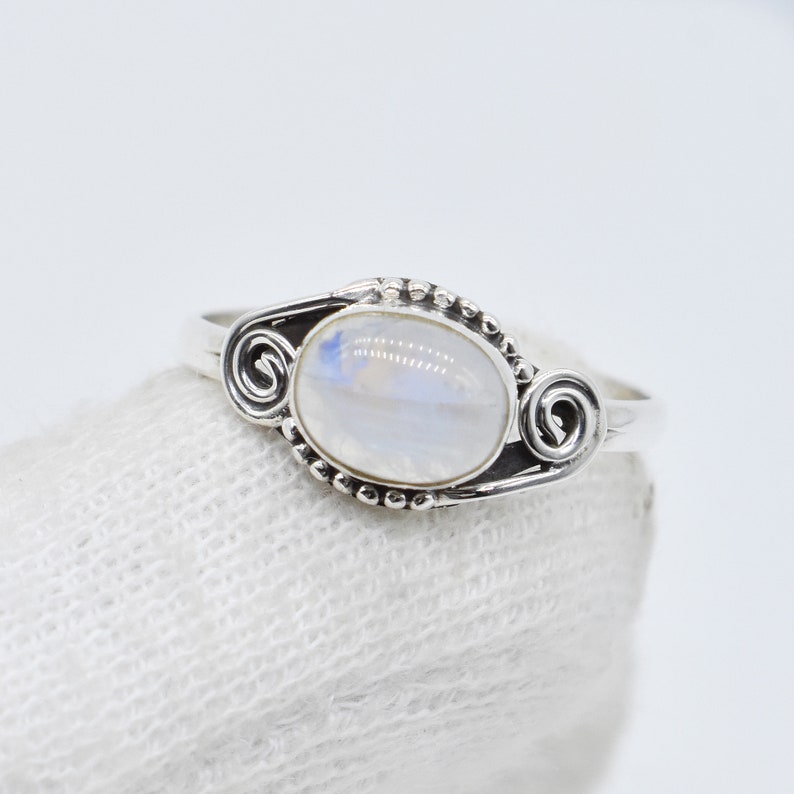 925 Sterling Silver Ring American Seller AR1494 Free Shipping Natural Rainbow Moonstone Ring Moonstone Gemstone