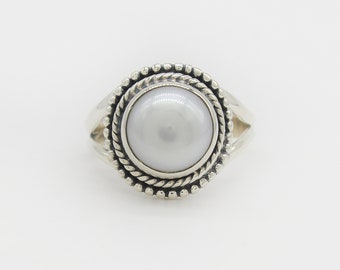 Natural Pearl Ring, 925 Sterling Silver Ring, Pearl Gemstone, Free Shipping, American Seller AR935