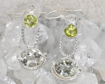 Natural Peridot Earring, 925 Sterling Silver Earring, Peridot Gemstone, Free Shipping, American Seller AE301