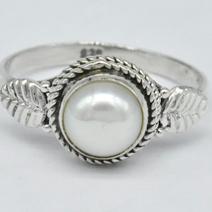 Natural Pearl Ring, 925 Sterling Silver Ring, Pearl Gemstone, Free Shipping, American Seller AR76