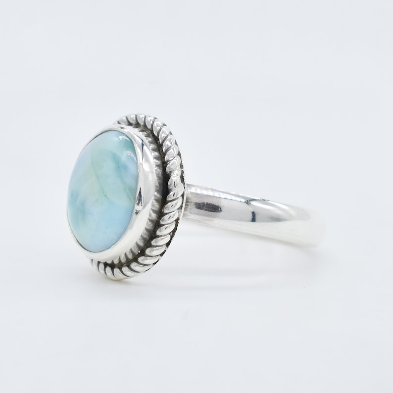 American Seller RJ-1421 Free Shipping Larimar Ring Larimar Gemstone 925 Sterling Silver Ring