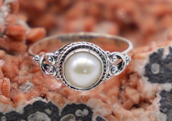 Natural Pearl Ring, 925 Sterling Silver Ring, Pearl Gemstone, Free