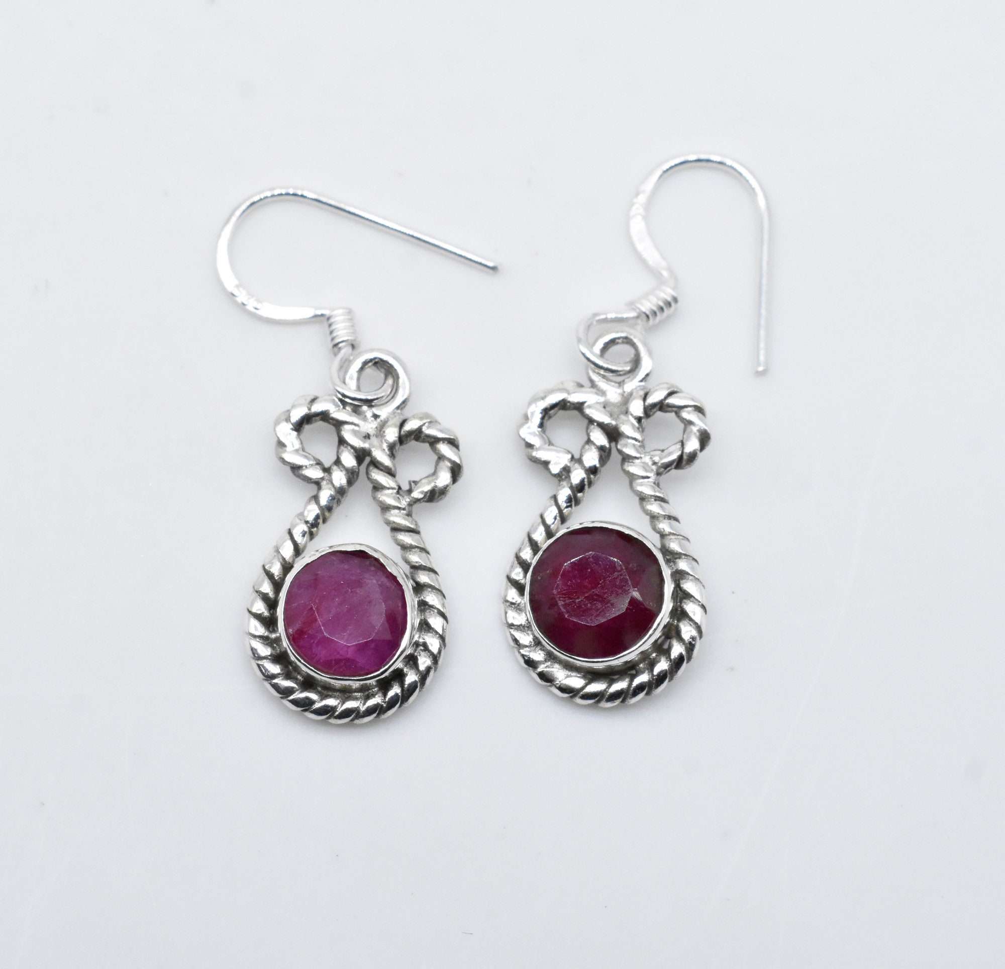 [haesool] 925Silver☆Natural Stone Ruby Earrings Ruby Stone Earrings, Natural Stone Earrings, 925 Sterling