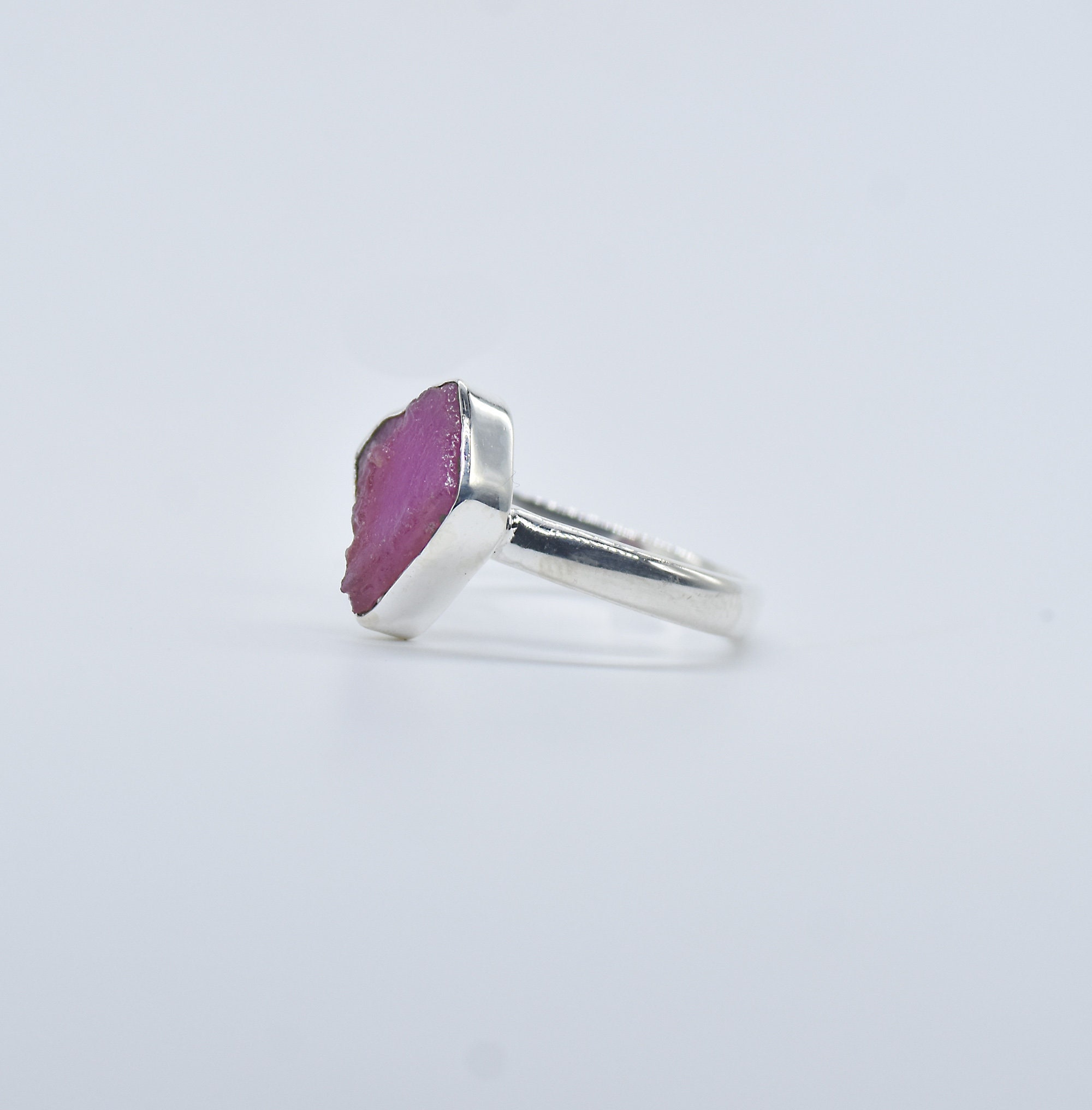 Natural Ruby Ring, 925 Sterling Silver Ring, Rough Ruby Gemstone