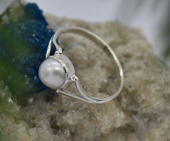 Natural Pearl Ring 925 Sterling Silver Ring Pearl Gemstone Etsy