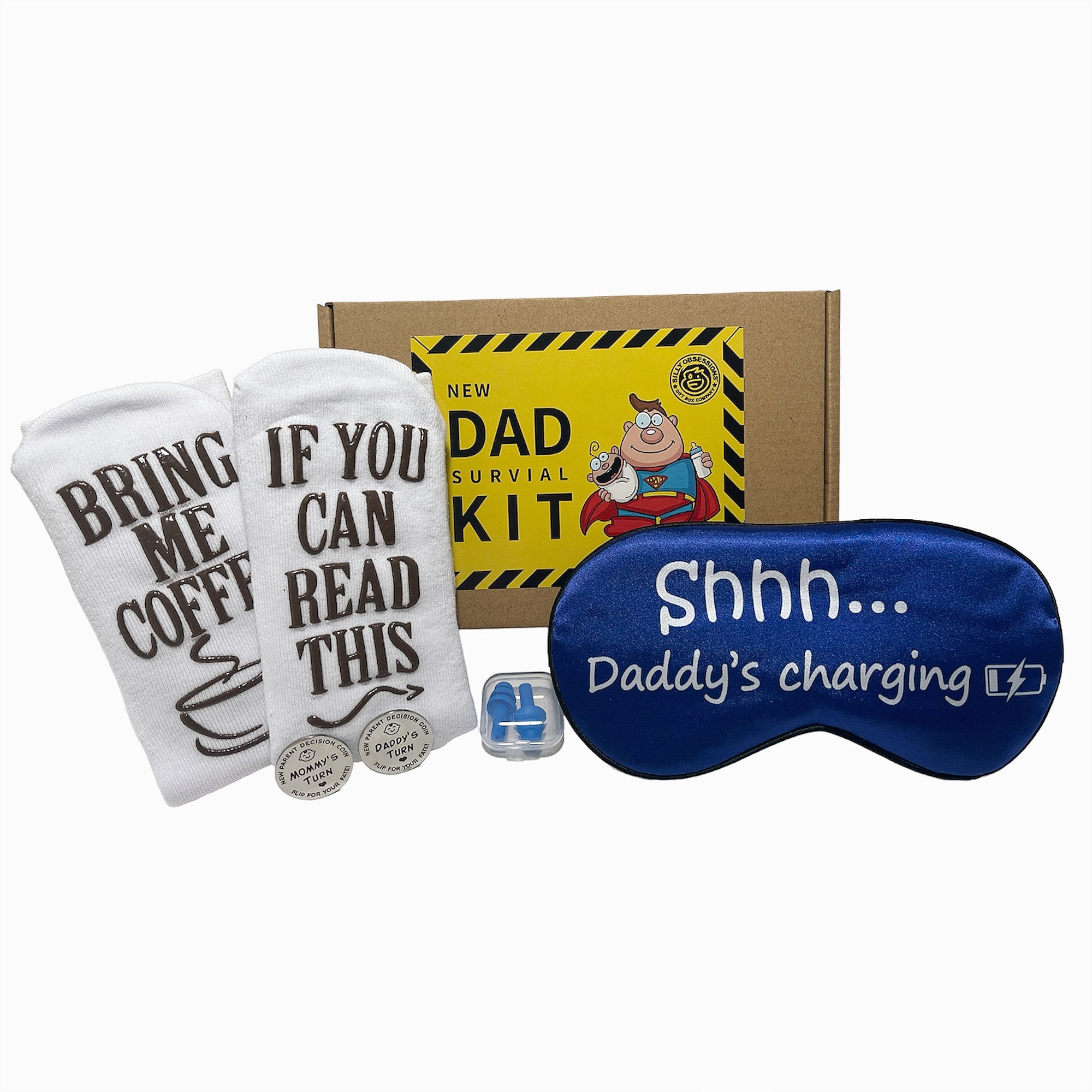 New Dad Gift Set Survival Kit Funny Gag Gift for New Fathers. New Baby Pregnancy Couples Care