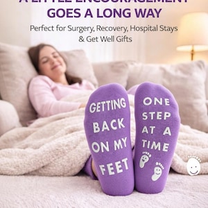 Getting Back On My Feet Socks – Surgery Recovery Gift for Women One Step at a Time Get Well Soon Gift Hospital Grippy Socks – Encouragement