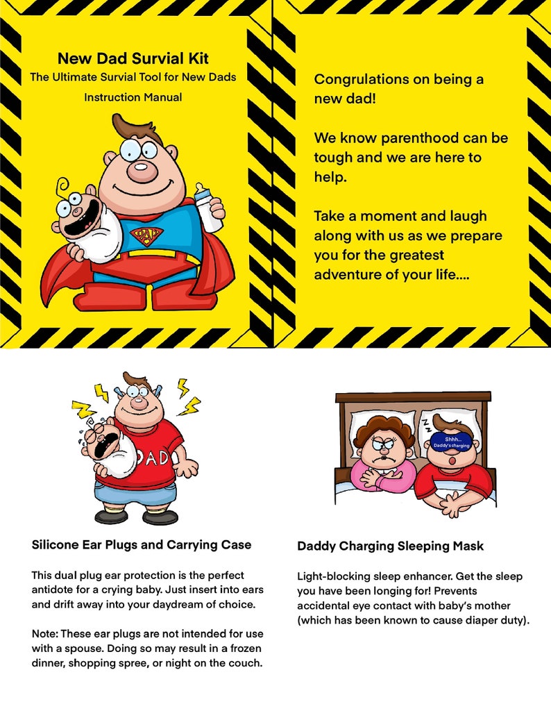 New Dad Gift Set Survival Kit Funny Gag Gift for New Fathers. New Baby