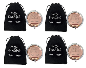 Vanity Magnifying Compact Mirror and Makeup Mirror. Bridal Gift bridesmaid set. For Wedding Birthday Mothers Day Thank You Swag