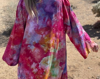 Mumu for Women, Tie Dye Kimono, Mumu, Rainbow Tie Dye Robe, One Size