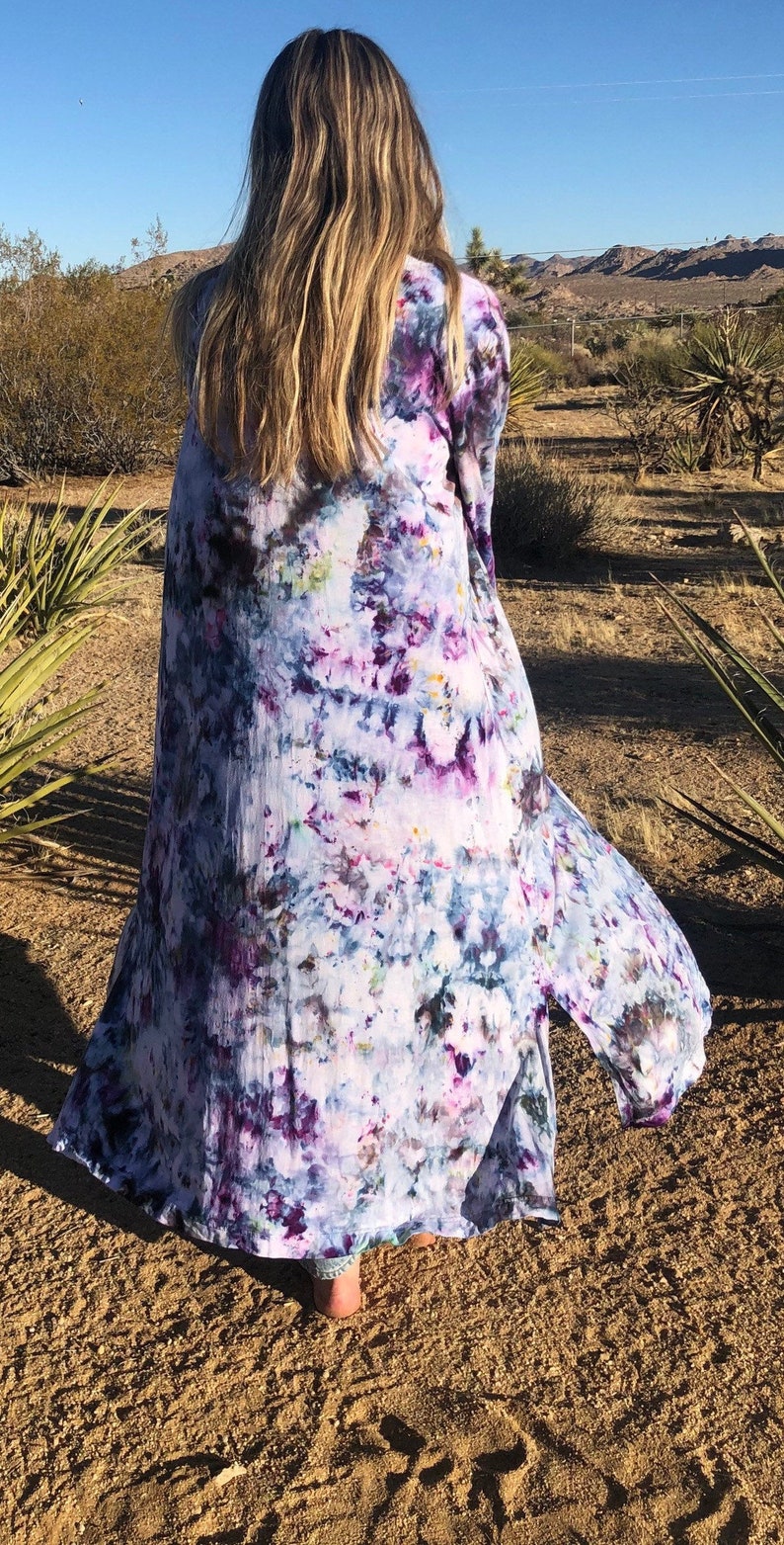 Tie Dye Duster, Hand Dyed Cardigan, Tie Dye Jacket, Tie Dye Loungewear, Size Large...NEBULOUS image 10