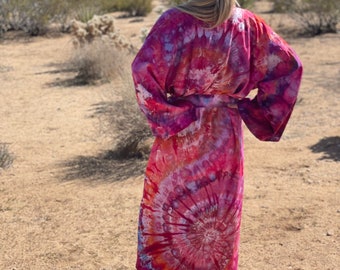 Mumu for Women, Tie Dye Kimono, Mumu, Pink Tie Dye Robe, One Size