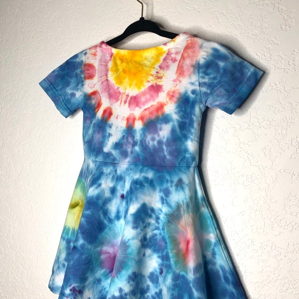 Kids Tie Dye Skater Dress, Tie Dyed Toddler Dress, 2T...RAINBOW GALAXY