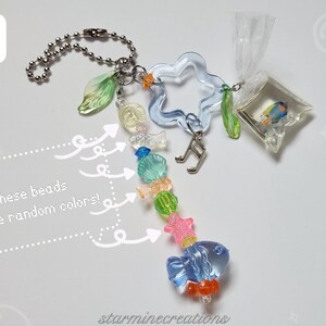 Jelly Aquarium Phone Straps ~ Frutiger Aero Beaded Keychain Bag Charm Ocean Fish Y2k 2
