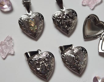 Dainty Heart Locket Necklaces ~ Stainless Steel Pendant Valentines Gothic Y2k Alt