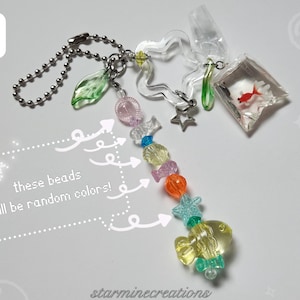 Jelly Aquarium Phone Straps ~ Frutiger Aero Beaded Keychain Bag Charm Ocean Fish Y2k 1