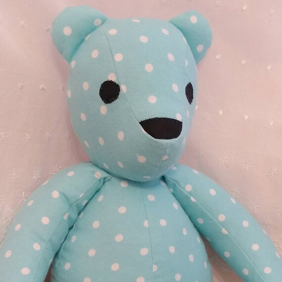 Sky Blue Polka Dot Flannel Stuffed Teddy Bear Etsy