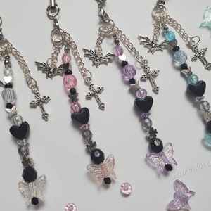 Love Bats Phone Strap ~ Keychain Binder Charm Journal Cute Girly Kawaii Cross Chain Butterfly Pink Black Blue Purple Alt Gift Halloween