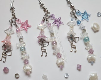 Ocean Star Phone Strap ~ Jellyfish Beaded Keychain Mermaid Y2k Frutiger Aero