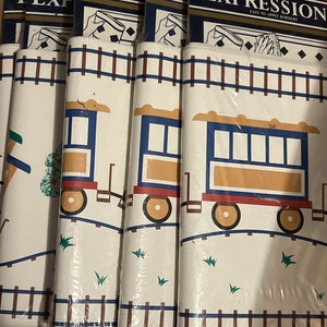 Vintage Train Wallpaper Border for Kids Room, 5 Yards Each, Set of 5, Train Bedroom, Train Border, Train Decor, Train Room, Boys Wallpaper
