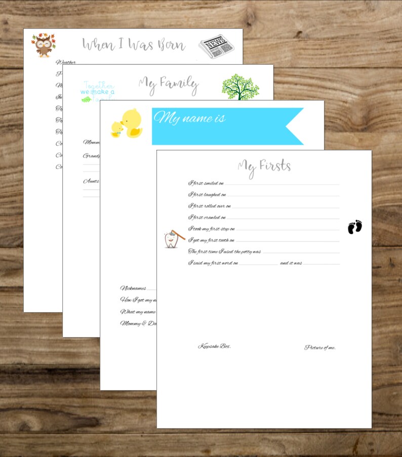 Baby Book Printable Pages Boy or Girl Spaces for Pics & Etsy