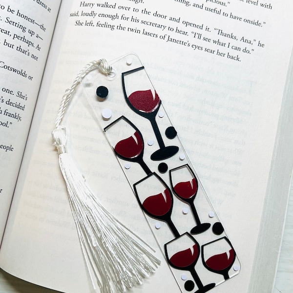 Wine glass acrylic bookmark for book lovers, acrylic bookmarks, gifts for readers, gifts for book lovers, cute book accessories