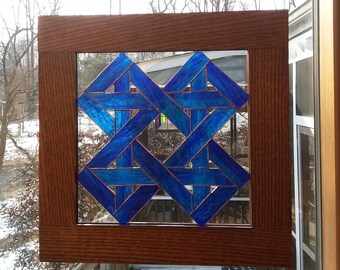 Gorgeous Stained Glass Panel with Hand Made Oak Frame