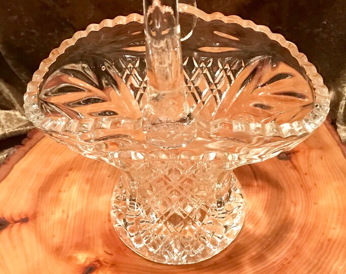 Beautiful Glass Basket Vintage Candy Dish