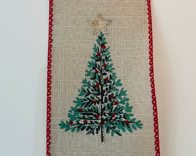 2.5” Christmas Tree Wired Ribbon: Red, Green, Gold, Beige - Sold By The Yard