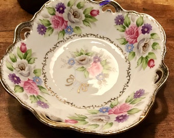 Colorful Bouquet By Shafford Vintage Flower Candy / Nut Dish