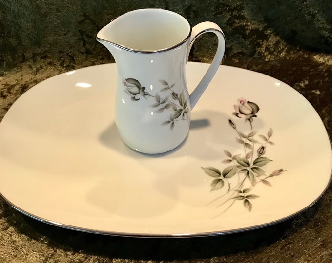 Vintage Floral Cookie Plate With Creamer
