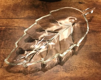 Glass Leaf Vintage Dish